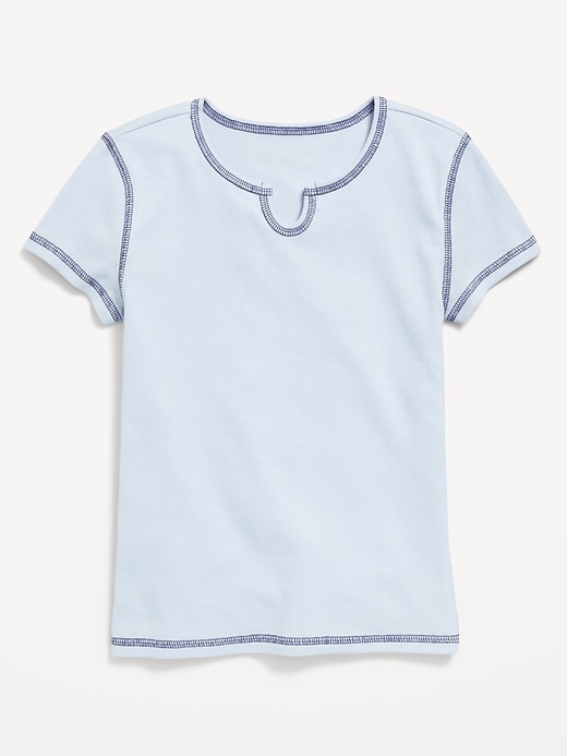 View large product image 1 of 2. Fitted Short-Sleeve Ribbed T-Shirt for Girls