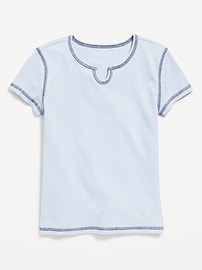 Image number 1 showing, Fitted Short-Sleeve Ribbed T-Shirt for Girls