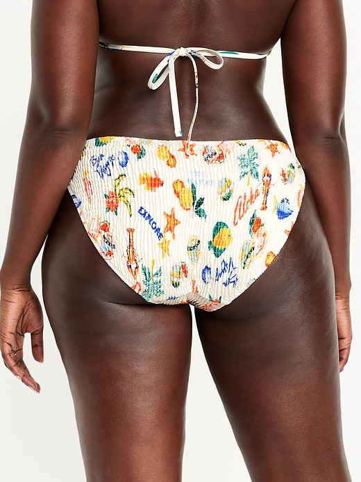 Image number 6 showing, Mid-Rise Textured String Bikini Swim Bottoms