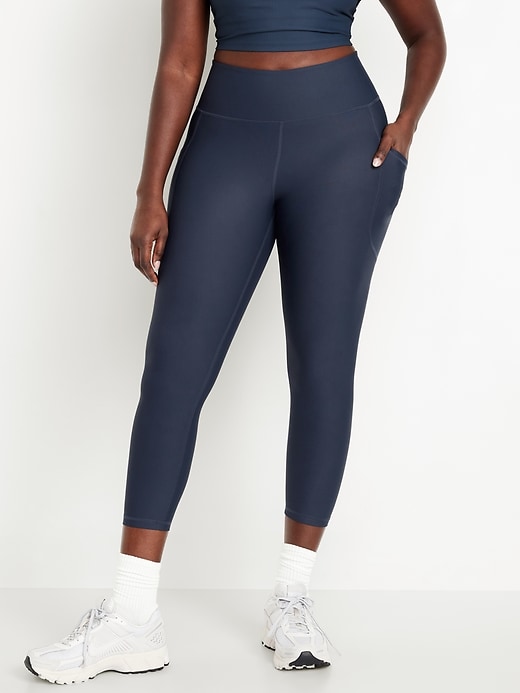 Image number 4 showing, High-Waisted PowerSoft Side-Pocket Crop Leggings