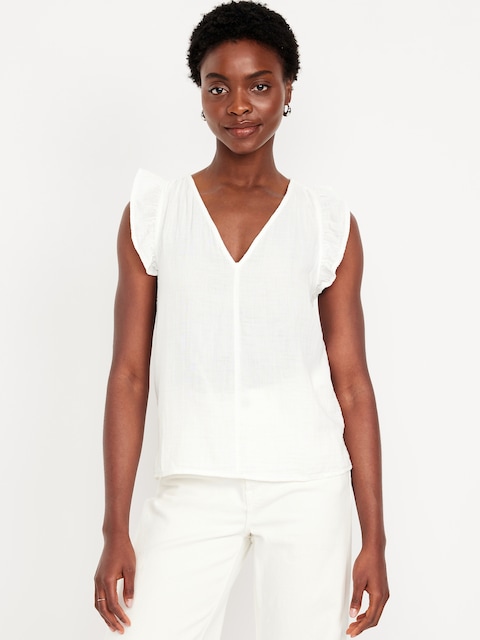 Sleeveless Crinkle Gauze Top