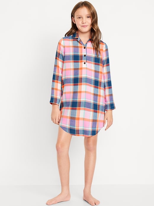 Voir une image plus grande du produit 1 de 4. Chemise de nuit en flanelle à col pour Fille