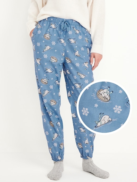 L'image numéro 1 présente Pantalon de jogging de pyjama en flanelle à taille haute