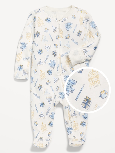 2-Way-Zip Printed Sleep & Play Footed One-Piece for Baby