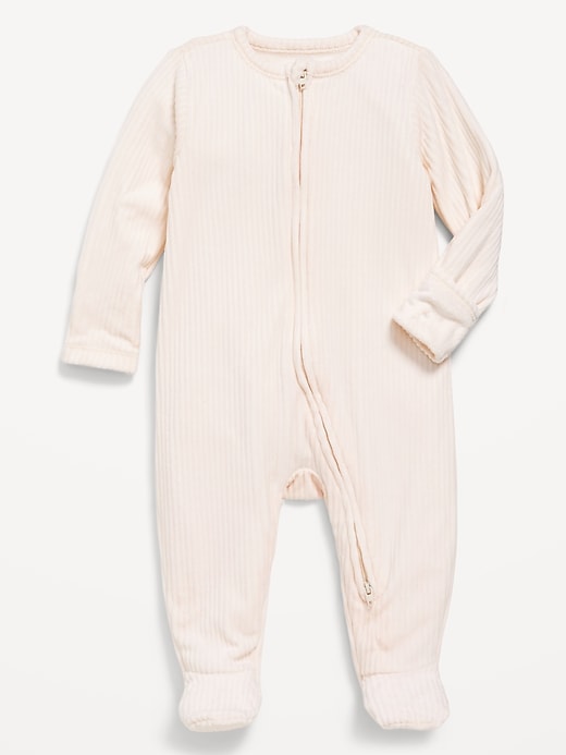 View large product image 1 of 1. Velour 2-Way-Zip Sleep &amp; Play Footed One-Piece for Baby