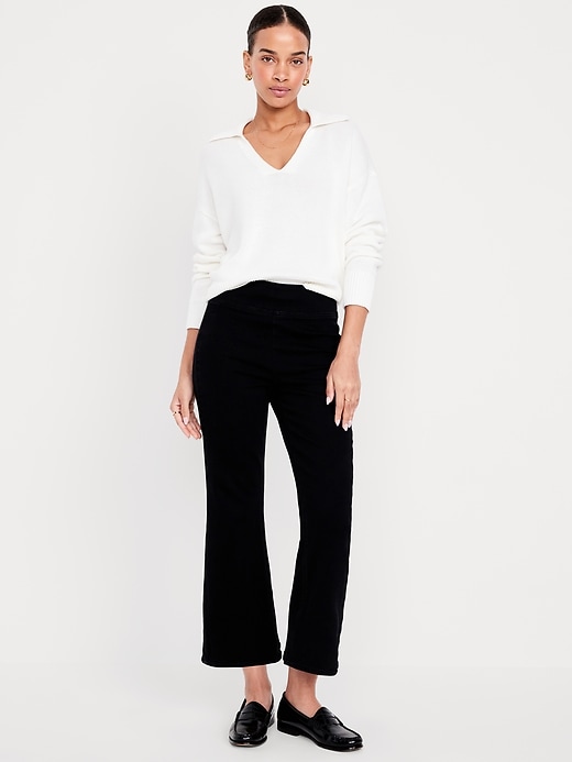 Image number 1 showing, High-Waisted Weekender Pull-On Crop Flare Jeans