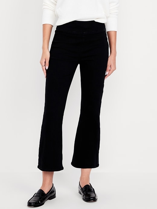 Image number 2 showing, High-Waisted Weekender Pull-On Crop Flare Jeans