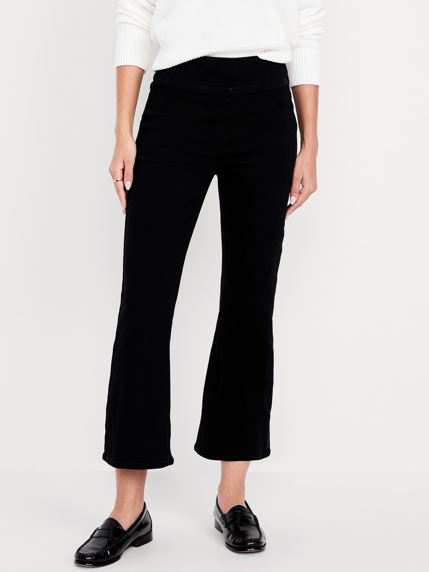 High-Waisted Weekender Pull-On Crop Flare Jeans