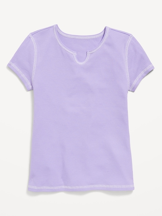 View large product image 1 of 2. Fitted Short-Sleeve Ribbed T-Shirt for Girls