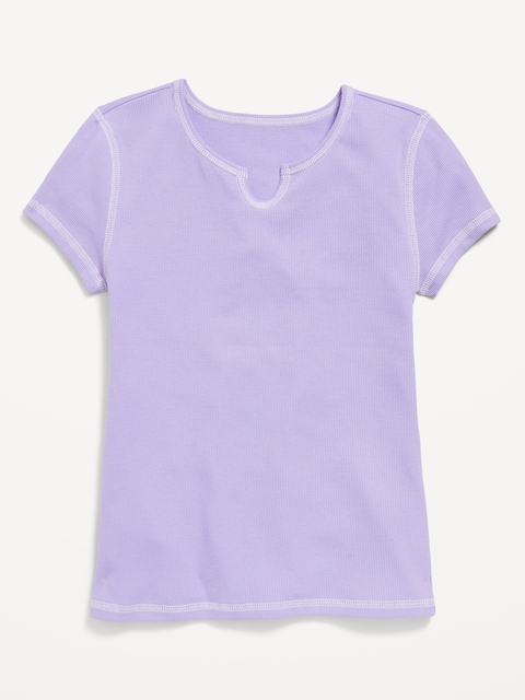 Fitted Short-Sleeve Ribbed T-Shirt for Girls