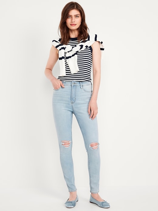 Image number 1 showing, Extra High-Waisted Rockstar 360° Stretch Super-Skinny Jeans