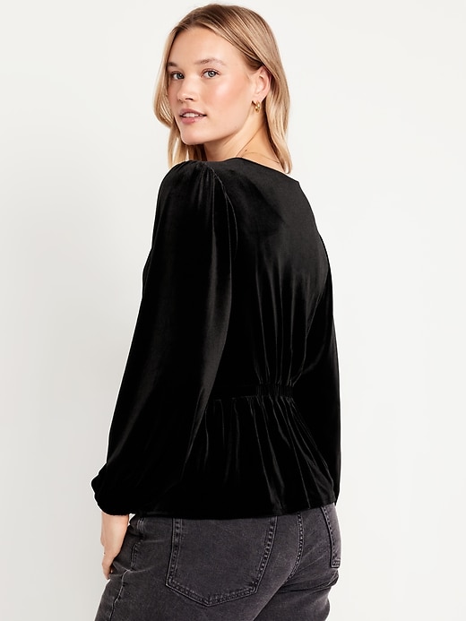 Image number 5 showing, Waist-Defined Velvet Peplum Top