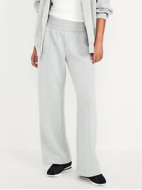 Image number 3 showing, High-Waisted Bounce Fleece Wide-Leg Sweatpants