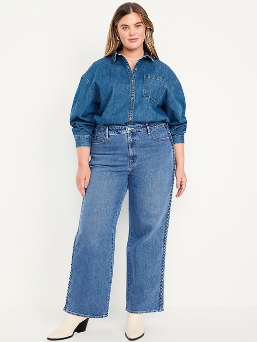 Image number 7 showing, Extra High-Waisted Braided Wide-Leg Jeans