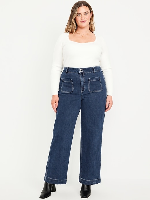 Image number 4 showing, Extra High-Waisted Mariner Wide-Leg Jeans