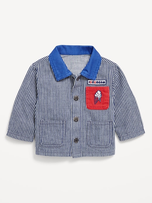 View large product image 1 of 1. Printed Loose Collared Twill Jacket for Baby