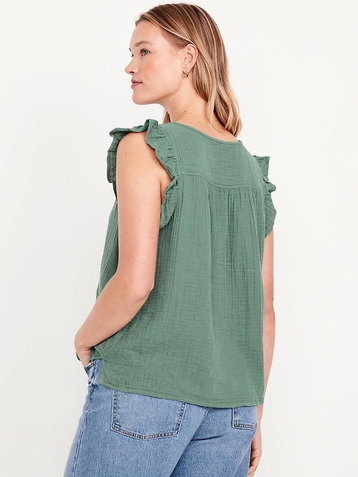 Image number 5 showing, Sleeveless Crinkle Gauze Top