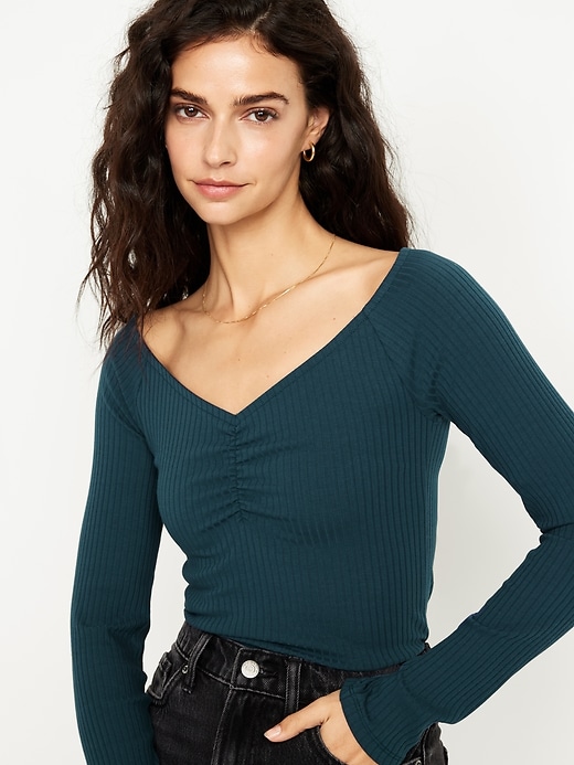 Image number 3 showing, Cinched Rib-Knit Top