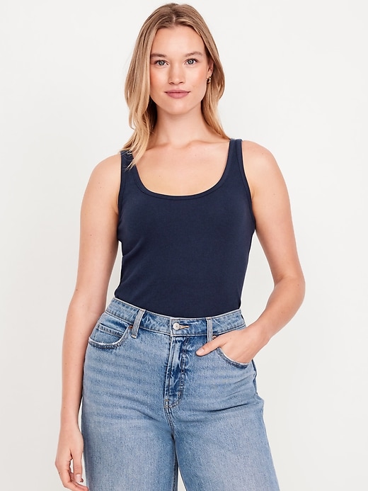 Image number 5 showing, First-Layer Ribbed Scoop-Neck Tank Top