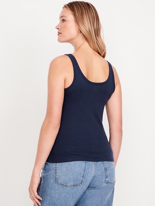 Image number 6 showing, First-Layer Ribbed Scoop-Neck Tank Top