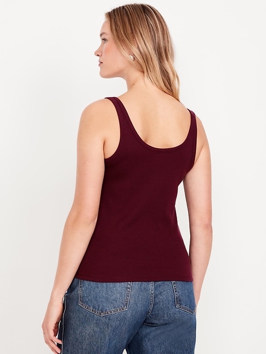 Image number 6 showing, First-Layer Ribbed Scoop-Neck Tank Top