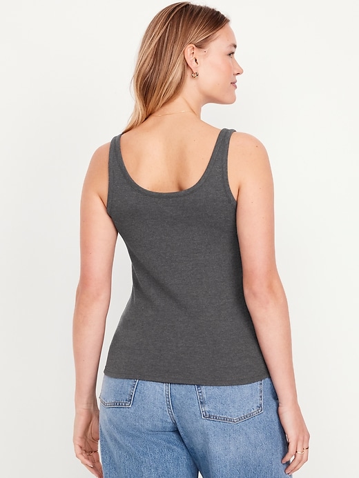 Image number 6 showing, First-Layer Ribbed Scoop-Neck Tank Top