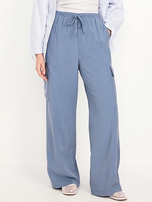 Image number 5 showing, Extra High-Waisted Drapey Cargo Super Wide-Leg Pants