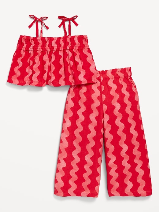 View large product image 2 of 2. Sleeveless Printed Top and Wide-Leg Pants Set for Toddler Girls