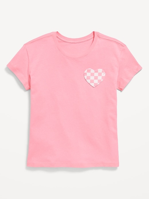 View large product image 1 of 3. Softest Short-Sleeve Heart-Pocket T-Shirt for Girls