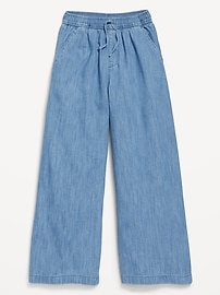 View large product image 4 of 4. High-Waisted Chambray Wide-Leg Pants for Girls