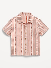 Image number 1 showing, Printed Short-Sleeve Jacquard Pocket Shirt for Toddler Boys