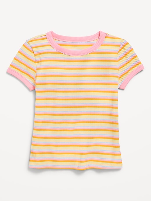 View large product image 2 of 4. Fitted Short-Sleeve Ribbed T-Shirt for Girls