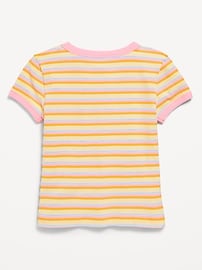 View large product image 3 of 4. Fitted Short-Sleeve Ribbed T-Shirt for Girls