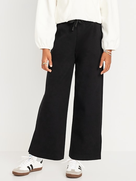 Voir une image plus grande du produit 1 de 5. Pantalon en molleton dynamique à taille haute et jambe large pour fille