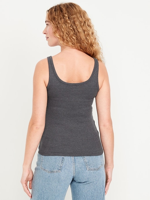 Image number 2 showing, First-Layer Ribbed Scoop-Neck Tank Top