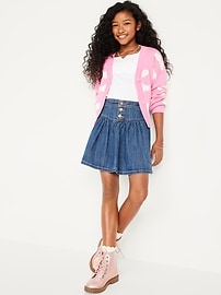 View large product image 3 of 4. Button-Front Jean Swing Skirt for Girls