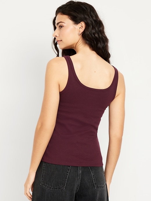 Image number 2 showing, First-Layer Ribbed Scoop-Neck Tank Top