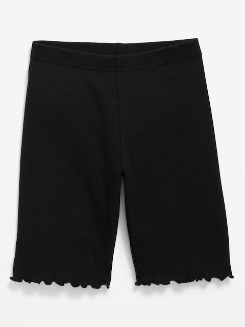 Long Ribbed Lettuce-Edge Biker Shorts for Girls