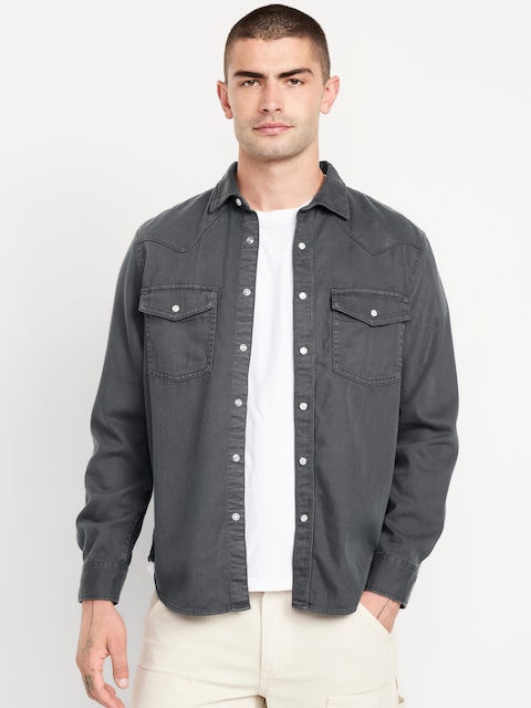 Denim Western Pocket Shirt - Gray