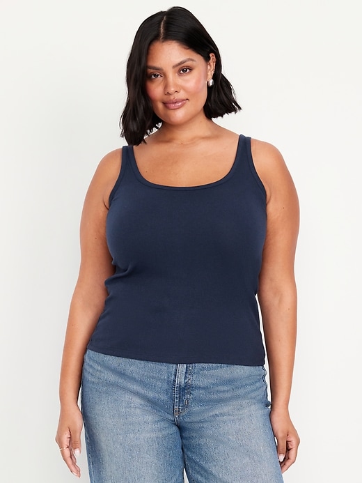 Image number 7 showing, First-Layer Ribbed Scoop-Neck Tank Top