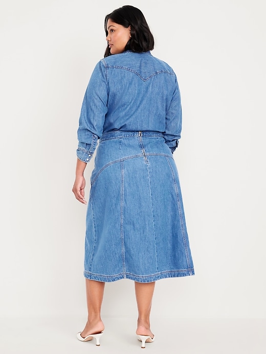 Image number 5 showing, High-Waisted Jean Midi Skirt