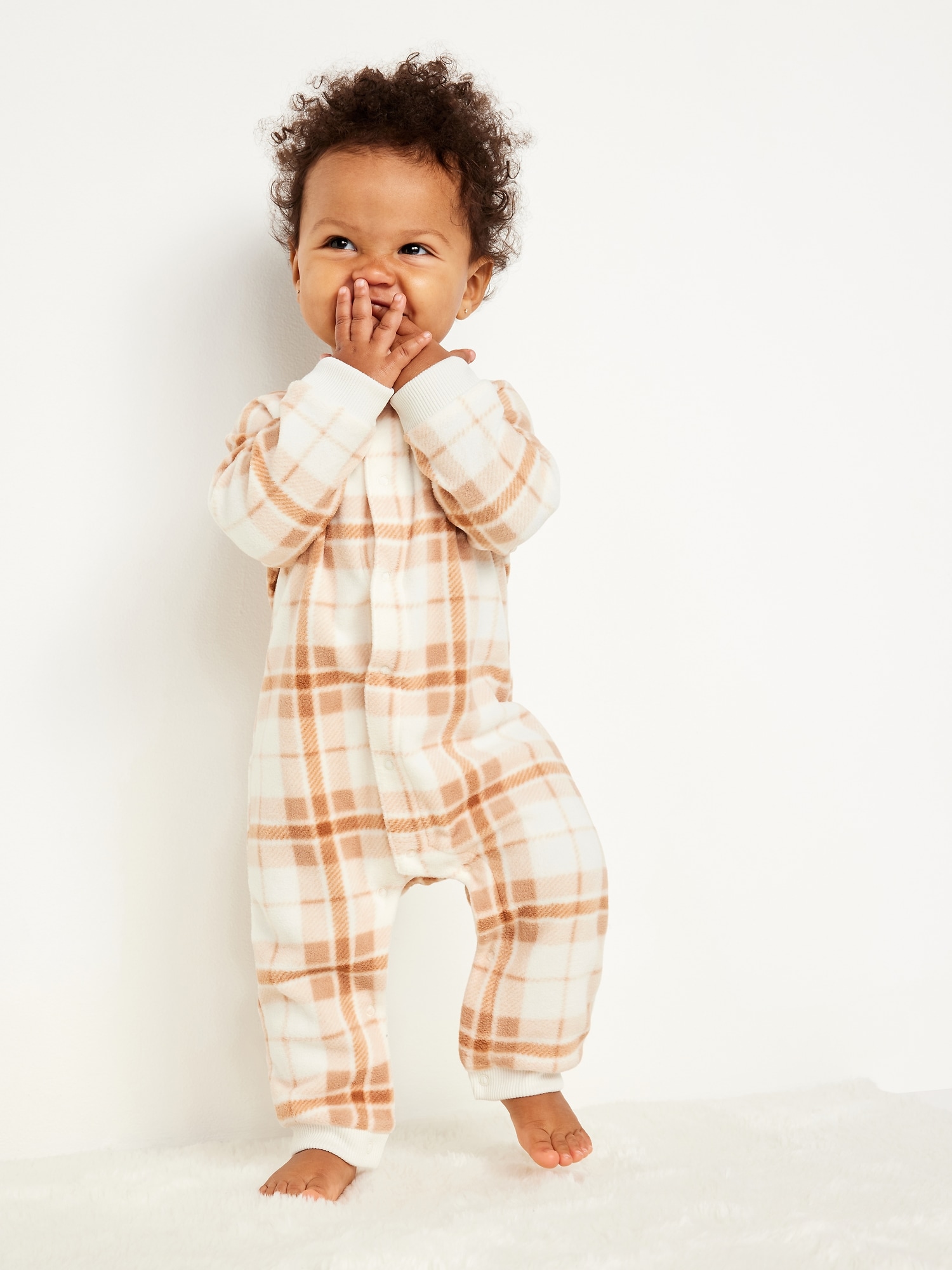 Printed Microfleece Button Front One-Piece for Baby