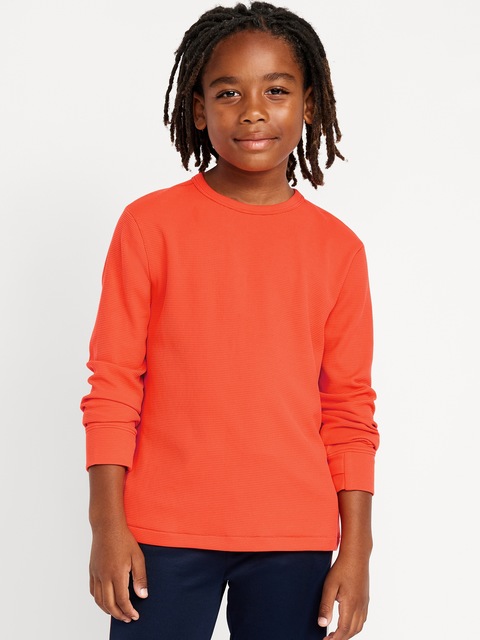 Long-Sleeve Waffle-Knit Performance Top for Boys - Playful Poppy