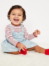 Image number 1 showing, Printed Mock-Neck T-Shirt and Jean Dress Set for Baby