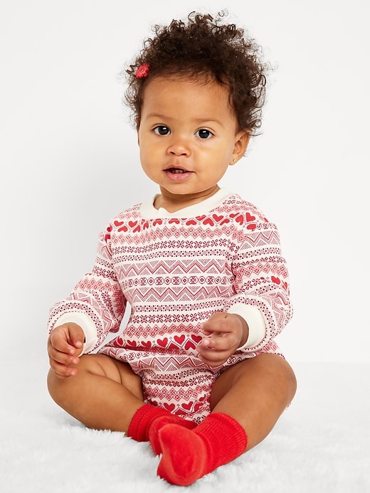 View large product image 1 of 2. Printed Long-Sleeve One-Piece Romper for Baby