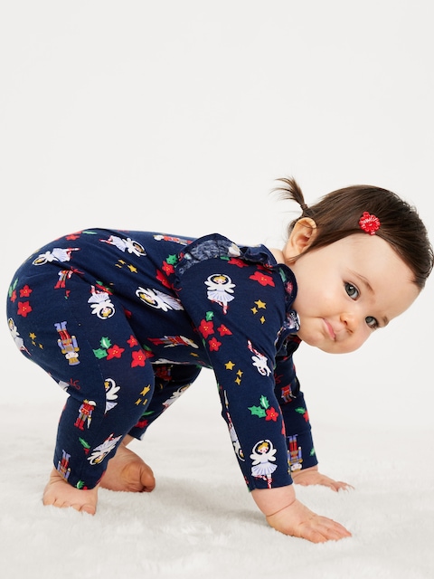 Combinaison henley à motif avec garniture à volants pour Bébé