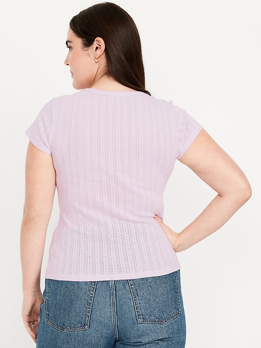 Image number 6 showing, Lace-Trim Ribbed T-Shirt