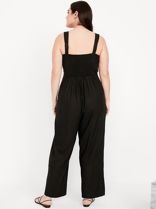 Image number 5 showing, Button-Front Linen-Blend Cami Jumpsuit