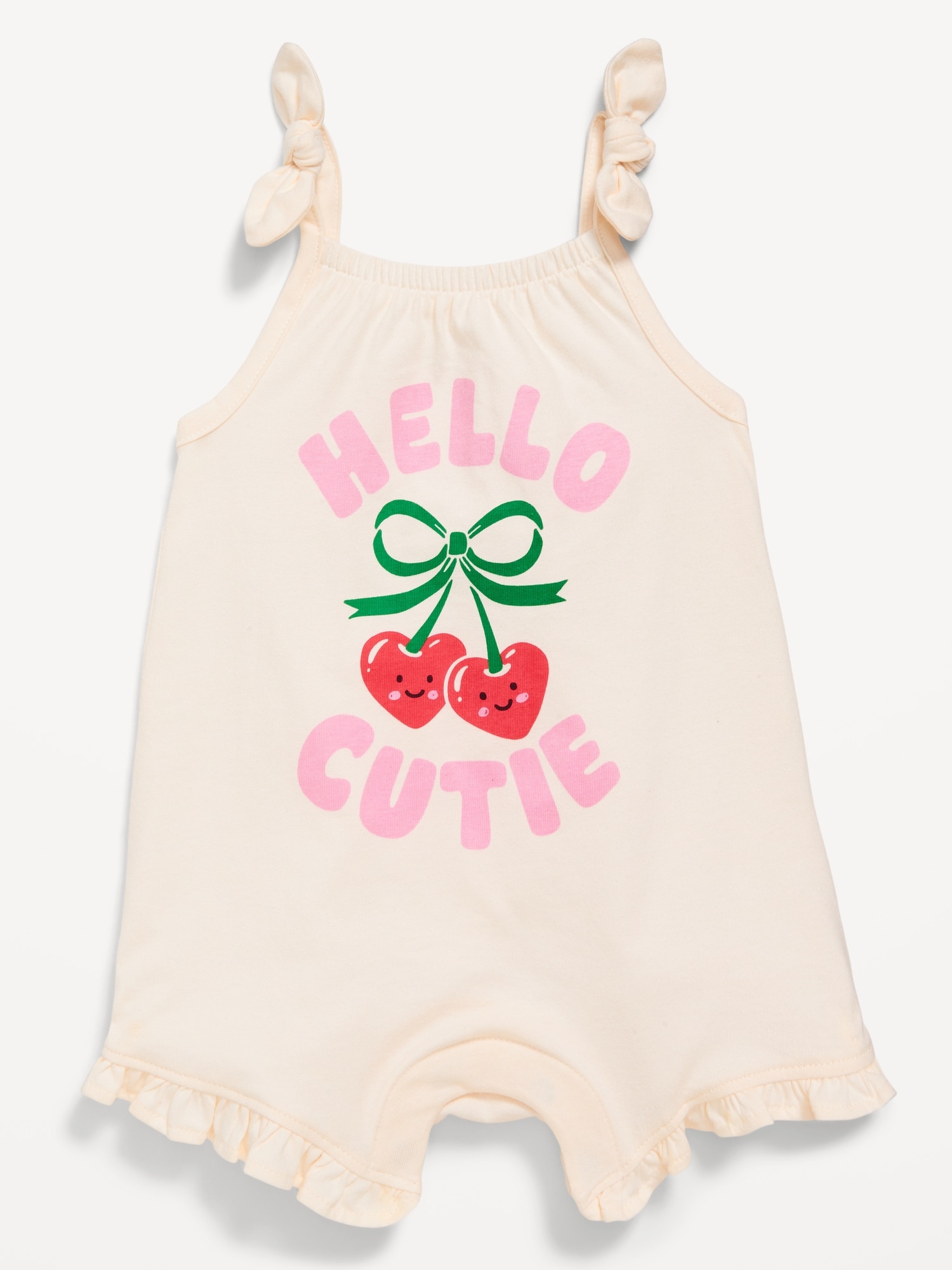 Sleeveless Tie-Knot Graphic One-Piece Romper for Baby