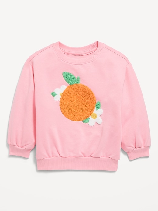 View large product image 1 of 1. Long-Sleeve Graphic French Terry Sweatshirt for Toddler Girls